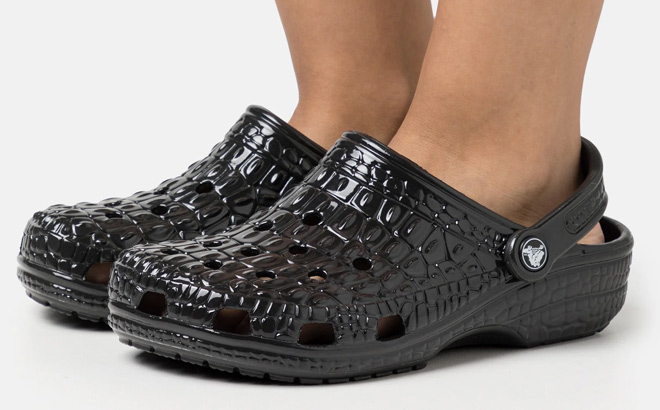 Crocs Classic Black Crocskin Clogs