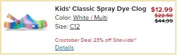 Crocs Kids Classic Spray Dye Clogs Checkout Summary