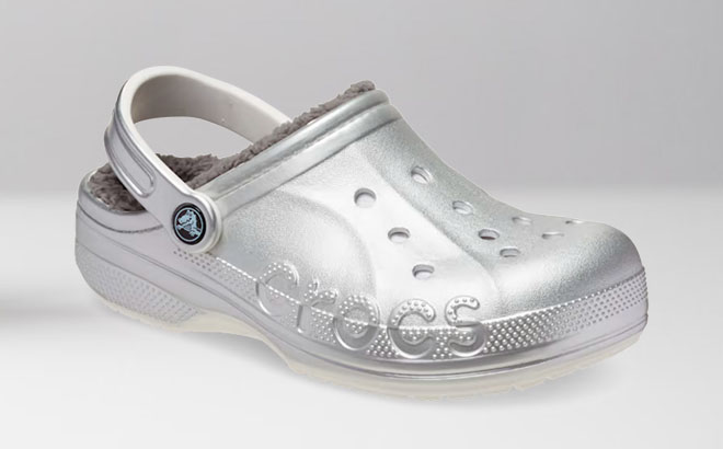 Crocs Lined Metallic Silver Clogs