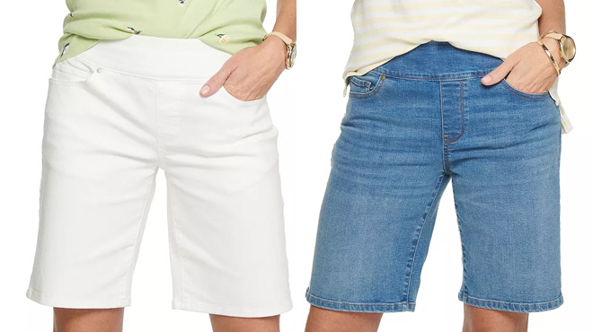Croft Barrow Womens Pull On Jean Shorts in Various Colors