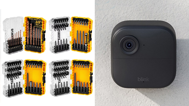 DEWALT Tough Grip Screwdriver Bit Set and Blink Battery Powered Smart Security Camera