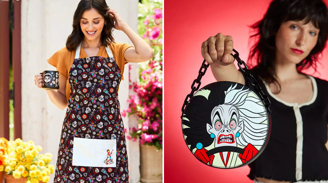 Disney Coco Apron for Adults and Cruella DeVil Crossbody Bag by Cakeworthy
