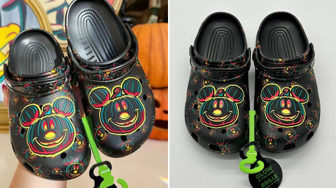 Disney Crocs Mickey Mouse Glow in the Dark Halloween Clogs for Adults
