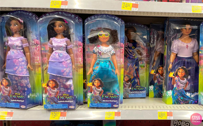 Disney Encanto Isabela and Mirabel Dolls on a Walmart Shelf Disney Encanto Isabela and Mirabel Dolls on a Walmart Shelf