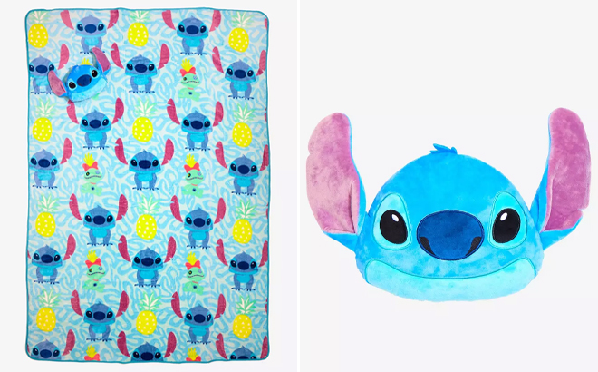 Disney Lilo Stitch Cushion Throw Blanket Set