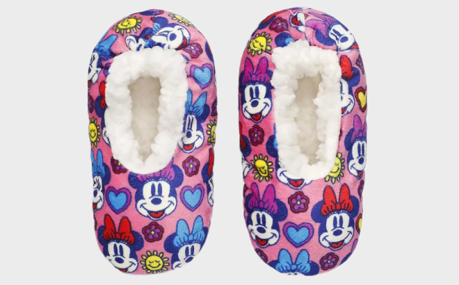 Disney Minnie Mouse Toddler Girl Fuzzy Babba Slipper Socks Disney Minnie Mouse Toddler Girl Fuzzy Babba Slipper Socks