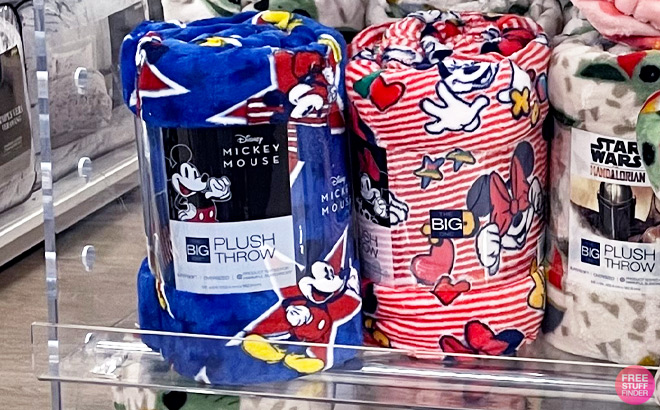 Disney Oversized Plush Throws on Store Shelf Disney Oversized Plush Throws on Store Shelf