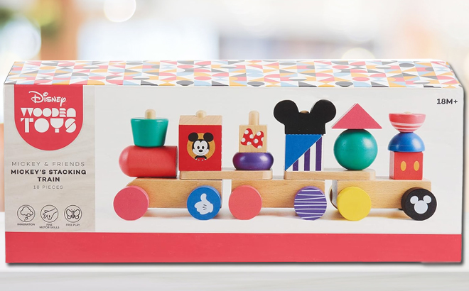 Disney Wooden Mickey Mouse Train Set Box