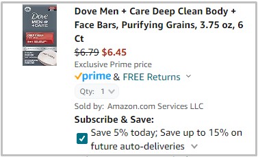 Dove Amazon Checkout Screenshot