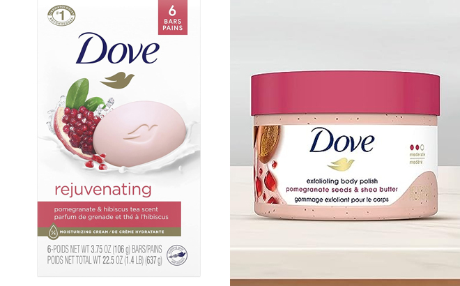 Dove Beauty Bar Gentle Skin Cleanser and Dove Exfoliating Body Polish Scrub