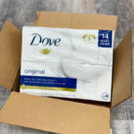 Dove Soap Bar 14 Pack in Amazon Box on a Floor