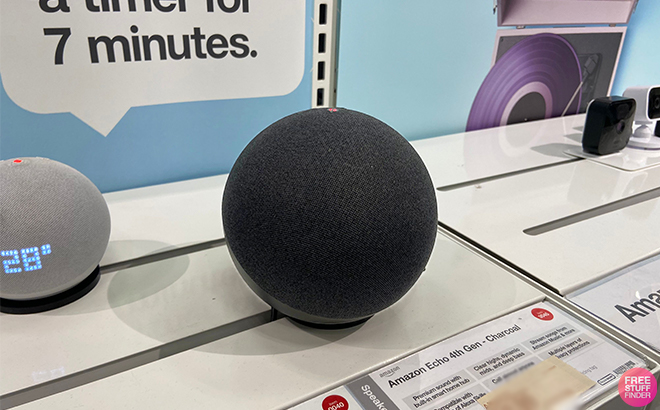 Echo Smart Speaker with Alexa 4th Gen on a Store Shelf 1