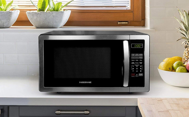 Farberware Classic 1000 Watt Stainless Steel Microwave Oven in the Kitchen