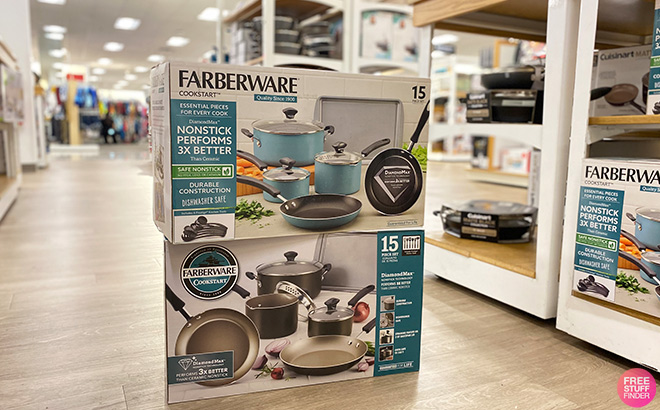 Farberware Cookstart 15 Piece DiamondMax Nonstick Cookware Sets in Store