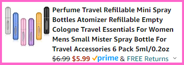 Final Price Breakdown for Refillable Mini Spray Bottles 6 Pk Final Price Breakdown for Refillable Mini Spray Bottles 6 Pk