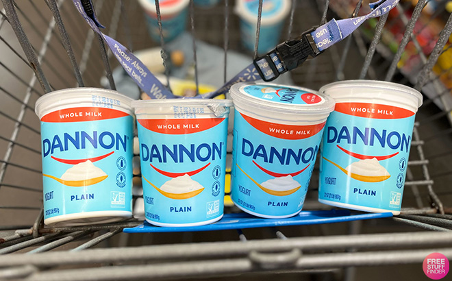 Four Dannon Whole Milk Yogurts in the Cart