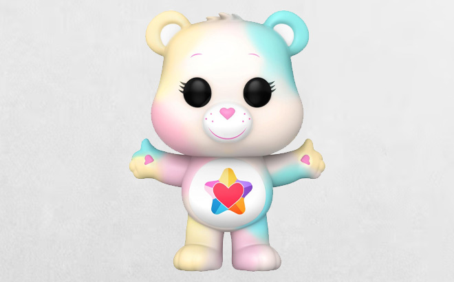 Funko Pop Care Bears 40th Anniversary True Heart Bear on a Gray Background Funko Pop Care Bears 40th Anniversary True Heart Bear on a Gray Background