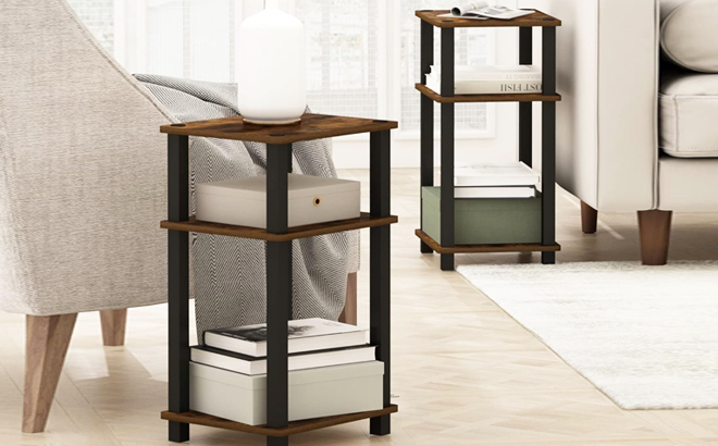 Furinno Simplistic End Side Night Stand 2 Pack in a Living Room Furinno Simplistic End Side Night Stand 2 Pack in a Living Room