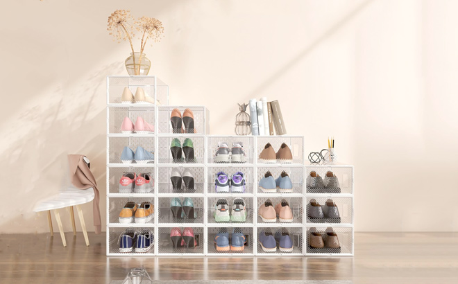 GTMOON Large Shoe Storage Boxes 12 Pack