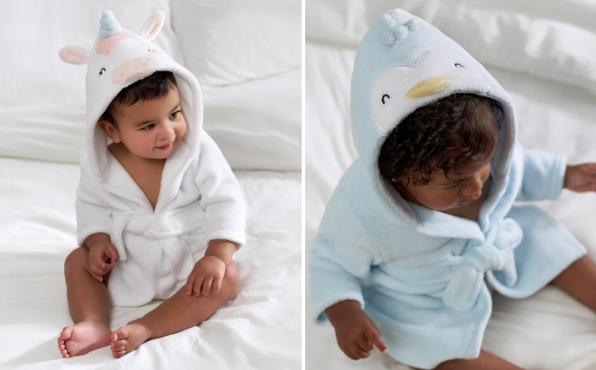 Gerber Baby Girls Unicorn Robe and Penguin Robe
