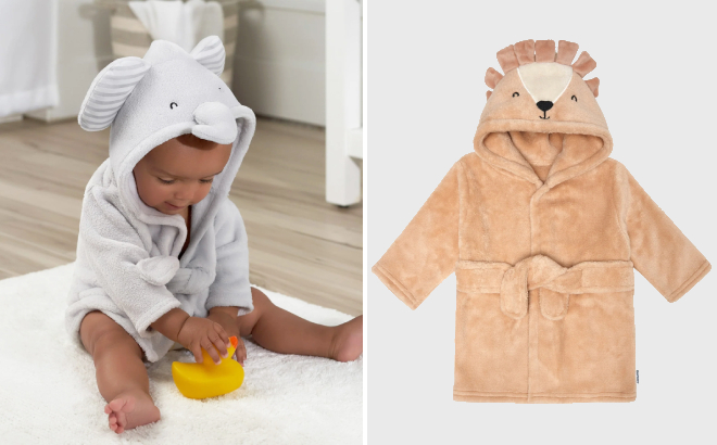 Gerber Baby Neutral Elephant Robe and Lion Robe Gerber Baby Neutral Elephant Robe and Lion Robe