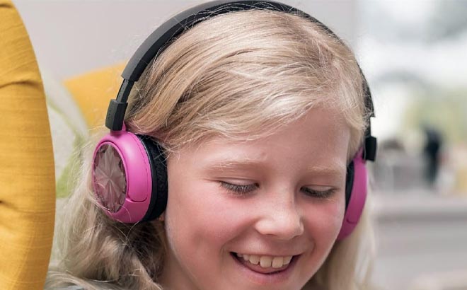 Girl with a pink Kids Bluetooth Headset