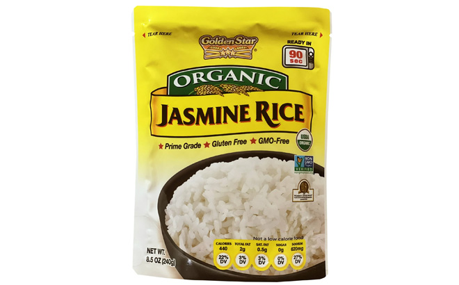 Golden Star Organic Jasmine White Rice Ready to Heat Microwaveable Pouch