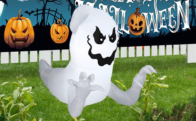 Halloween Ghost Crawler Inflatable in a Backyard