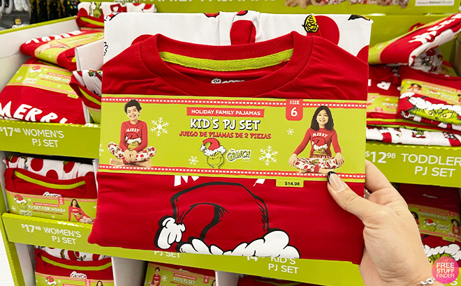 Hand Holding Dr Seuss Unisex Kids Grinch Matching Family Pajama Set at Walmart