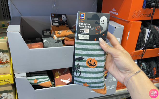 Hand Holding Halloween Crew Socks 2 Pack