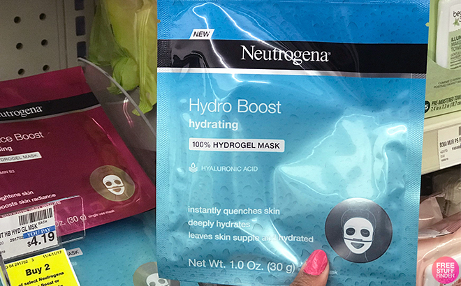 Hand Holding Neutrogena Moisturizing Hydro Boost Hydrating Face Mask at CVS