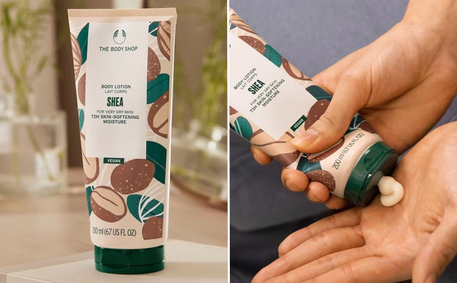 Hand Holding The Body Shop Shea Body Lotion