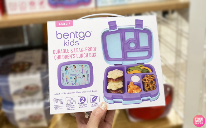 Hand Holding a Bentgo Prints Kids Lunch Box with Mermaid Design