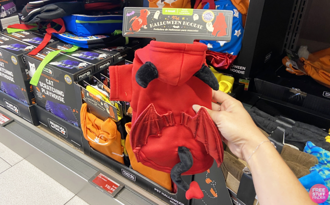Hand Holding a Halloween Devil Pet Hoodie