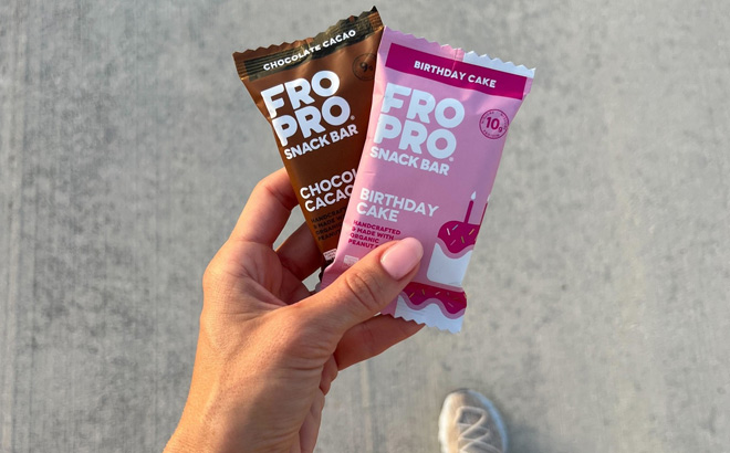 Hand Holding a Two FroPro Snack Bars