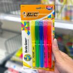 Hand holding BIC Brite Liner Assorted Highlighters 5 Count