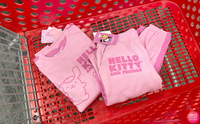 Hello Kitty And Friends Two Tone Graphic Sweatshirt and Jogger Pants on a Cart 1