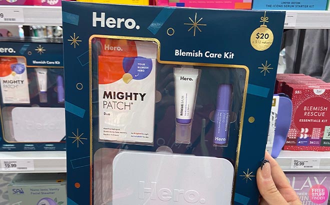 Hero Cosmetics Blemish Care Gift Set in shelf
