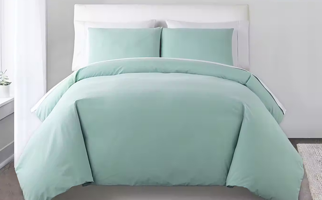 Home Expressions Cotton Solid Duvet Cover Set in Pastel Aqua Home Expressions Cotton Solid Duvet Cover Set in Pastel Aqua