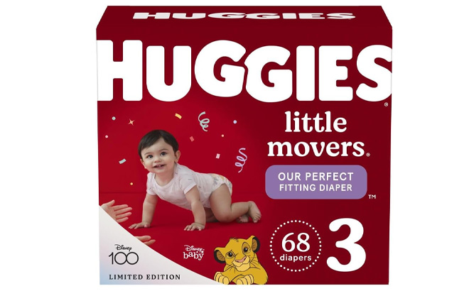 Huggies Little Movers Baby Diapers on a Plain Background