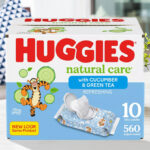 Huggies Natural Care Refreshing Scented Baby Wipes on a Table