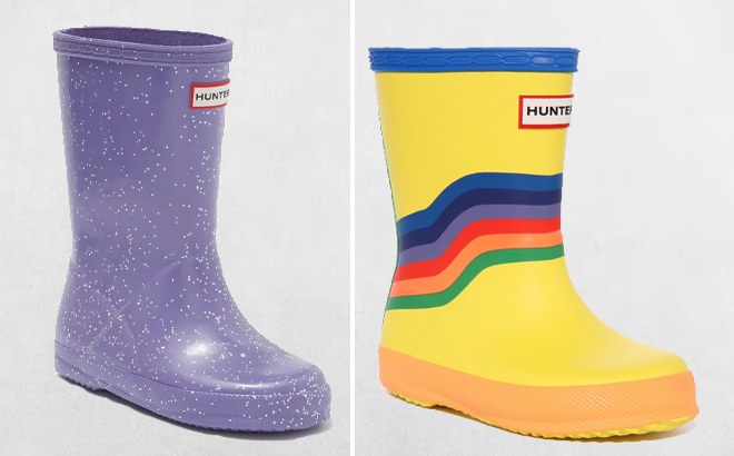 Hunter Kids Original First Classic rain Boots and Glitter Rain Boots