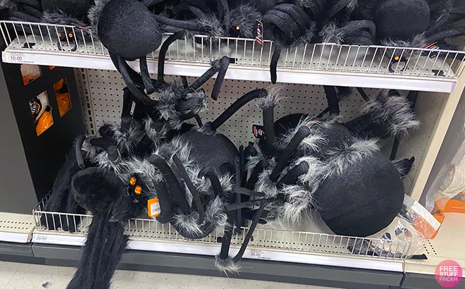 Hyde EEK 20 Inch Plush Spider Black Halloween Decorative Prop in shelf