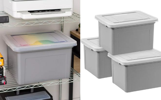 IRIS 32qt 3pk Letter Plastic File Box IRIS 32qt 3pk Letter Plastic File Box