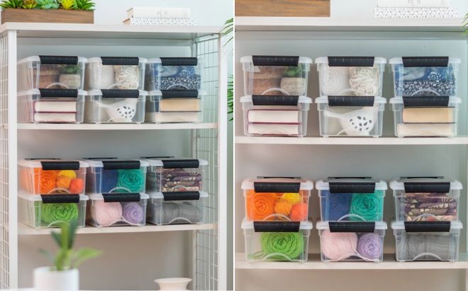 IRIS Stack and Pull Storage Bin with Lid Clear