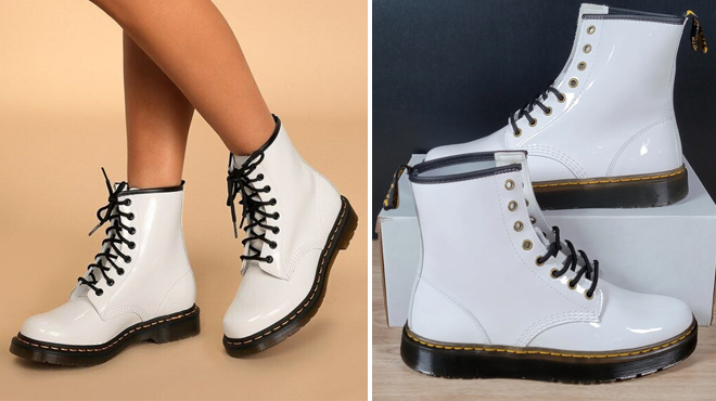 Images of Dr Martens Womens White Zavala Leather Boots 1