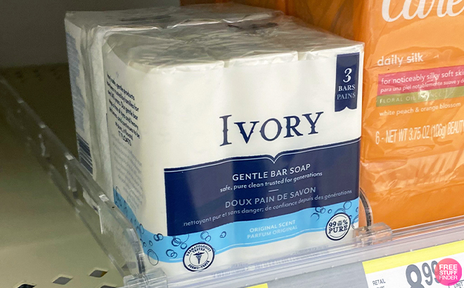 Ivory Soap Bars 3 Count on a Shelf at Walgreens