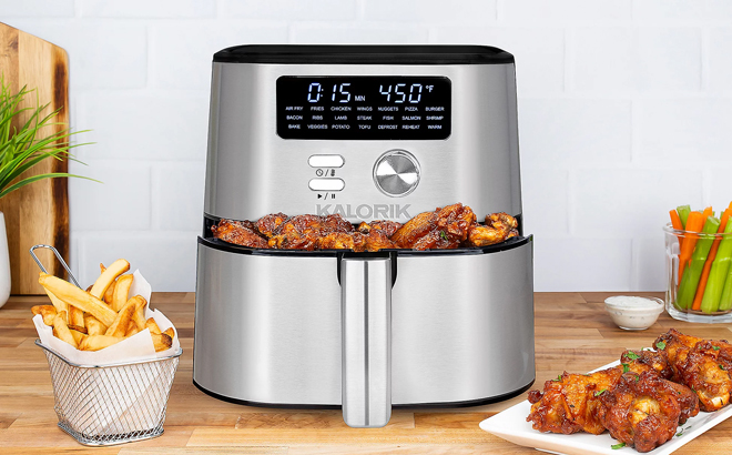 Kalorik Maxx 4 Quart Air Fryer with Food on the Sides Kalorik Maxx 4 Quart Air Fryer with Food on the Sides