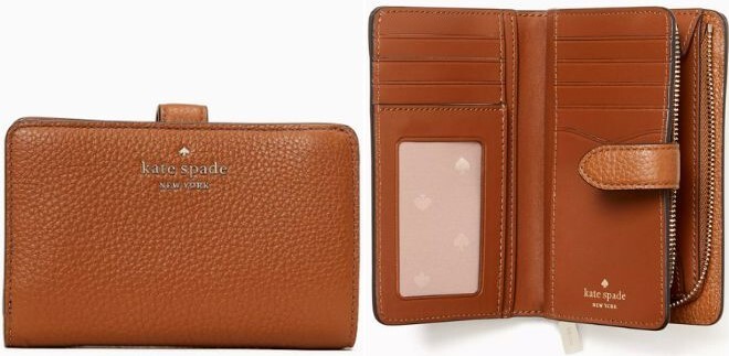 Kate Spade Leila Medium Compact Bifold Wallet in Warm Gingerbread Color
