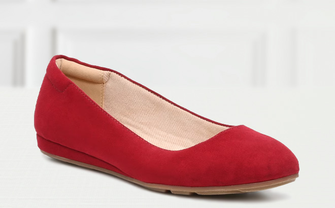 Kelly Katie Eryn Wedge Slip On in Burgundy Fabric Color on the Table